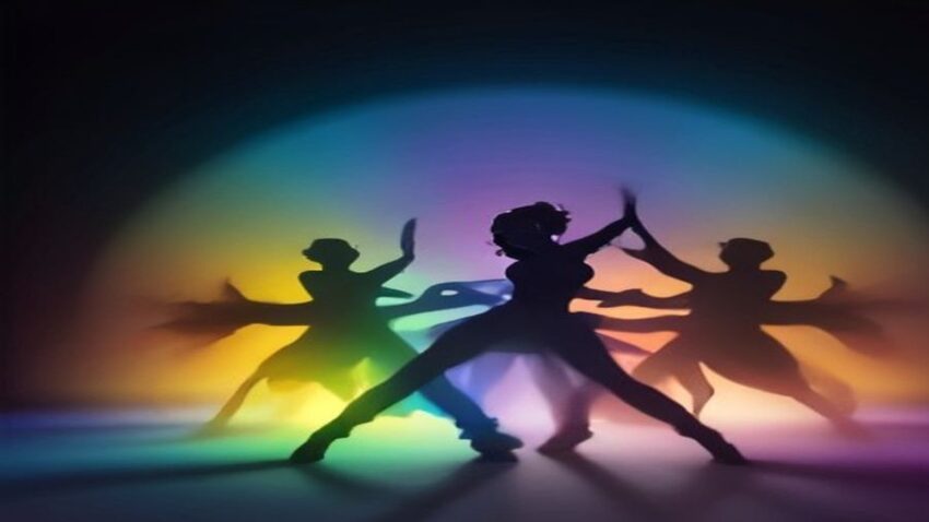 Comic-style college dance stage illustration